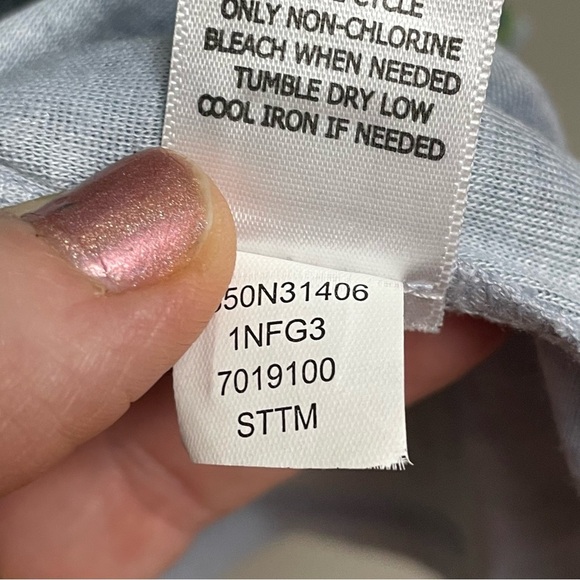 Women's One World Large Boho 3/4 bubble sleeve blouse blue green art to wear - Picture 5 of 12